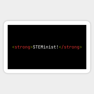 Strong STEMinist HTML Code Dark Theme Sticker